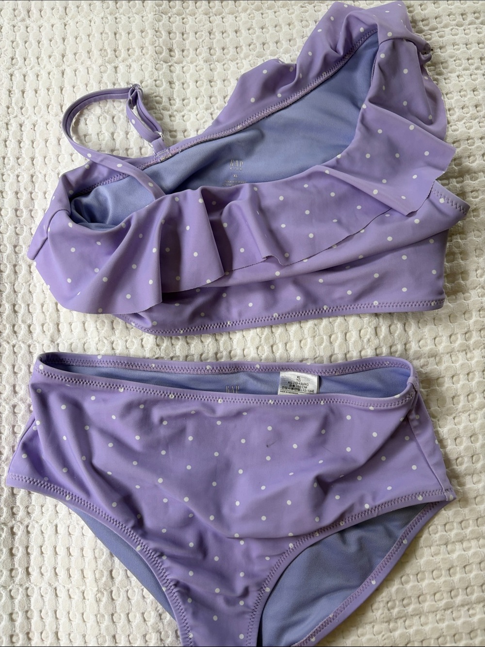 GAP Kids  Lavender Polka Dot Ruffle Bikini Set XL